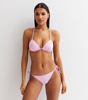 New Look Lilac Halter Moulded Triangle Bikini Top